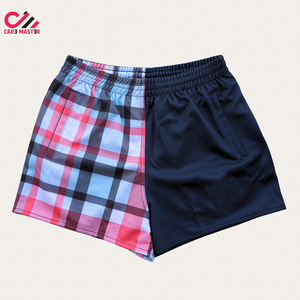 Latest Rugby Footy Shorts Design Your Own <b>Cheap</b> Sublimation Printing OEM Logo Footy Shorts Men Rugby Shorts With Deep Pockets - Product Image 2