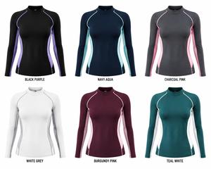 Women's Full <b>Sleeve</b> Color Blocked Custom Printed Rash Guard <b>Swim</b> <b>Top</b> Quick Dry Breathable Spandex <b>Long</b> <b>Sleeve</b> UV Protection - Product Image 5