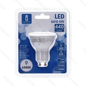 Bombilla LED GU10 de 6W, 6400K, Luz Blanca Diurna, 440 Lúmenes, Ahorro de Energía, para Modernización y Reemplazo - Product Image 1