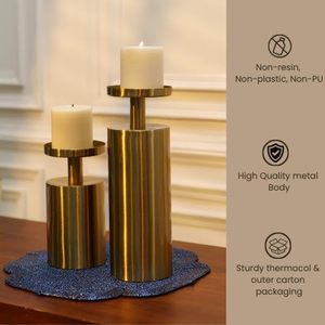 Round Metal Candle Stand Pillar and <b>Tealight</b> <b>Holder</b> for Table Centrepiece Home Decor Gift Available In Bulk Quantity - Product Image 4