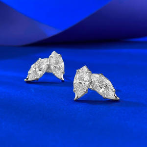 Luxury Minimalist Waterproof White Marquise Cut Lab Grown Diamond <b>Stud</b> <b>Earrings</b> 14K 18K Solid Gold <b>Fine</b> Ear Jewelry - Product Image 6