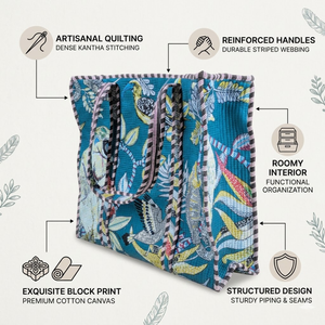 กระเป๋าโท้ทลายป่าแบบขายส่ง ทำจากใยฝ้ายธรรมชาติ กระเป๋าสะพายไหล่เย็บแบบกันธา กระเป๋าถือแบบควิลท์ ผลงานชิ้นเอกคุณภาพสูง - Product Image 6