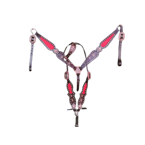 Juego de Cabezada Occidental Pintada a Mano en Cuero Vacuno 100% de Primera Calidad, Hecho a Medida, con Collarín, Fabricante - Product Image 2