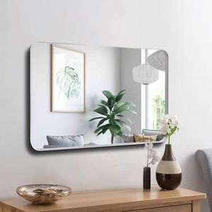 Specchio Moderno Rettangolare da Parete 60x90 cm Argento con Cornice Profonda in Metallo per Camera da Letto e Soggiorno - Product Image 4