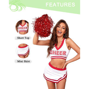 Uniformes de cheerleading personnalisés pour femmes, imprimés, 100% polyester, haute qualité, vente en gros du Pakistan pour la compétition - Product Image 2