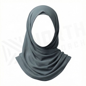 Hiyab de poliéster de color sólido para mujer, tela de chifón transpirable, para uso diario, pañuelo étnico de Oriente Medio. - Product Image 3