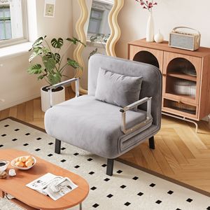 Poltrona Letto Convertibile 31,5 Pollici, Divano Pieghevole a Tre Sezioni con Schienale Regolabile e Cuscino, Chaise Longue per il Relax, Struttura in Acciaio Resistente - Product Image 2