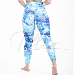 High Waist Tie Dye Leggings Full Length Stretch Breathable Sporty Women's Leggings High Waist Tie Dye Leggings - Product Image 2
