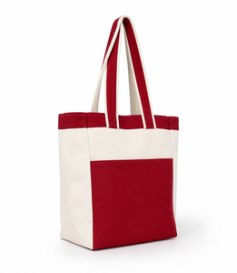 Grand sac fourre-tout en toile écologique avec poignée en sangle PP et fermeture éclair, design à panneaux, idéal pour le shopping - Product Image 1