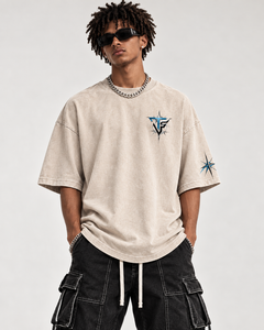 Camiseta Oversize de Streetwear para Hombre con Estampado Gráfico de Ojo en la Espalda, Manga Corta, Cuello Redondo, Algodón Jersey, Ajuste Cómodo, Precio Económico, OEM Personalizado - Product Image 4
