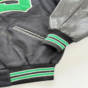 Abrigos Varsity de Lana Superior para Mujer, Chaqueta Letterman Vintage con Mangas de Cuero y Lana Negra, Chaqueta Varsity - Product Image 2