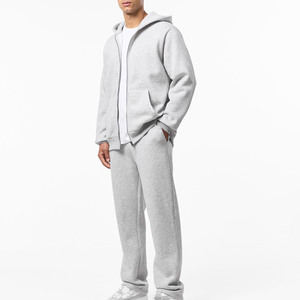 Wholesale Custom Oversized <b>Men's</b> Cotton French Terry Zip-Up Tracksuits with Pockets <b>Patch</b> Embroidery Eco-Friendly Supplier USA - Product Image 2
