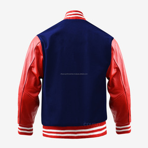 Vestes universitaires personnalisées OEM meilleure qualité laine Melton et manches en cuir de vachette véritable grain supérieur broderies personnalisées - Product Image 2