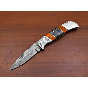 Cuchillo de Bolsillo Multifuncional Jexmoo OEM Hecho a Mano de Acero de Damasco con Funda de Cuero, Garantía de 14 Días, Ideal para Regalo de Aniversario o para Padrinos de Boda - Product Image 6