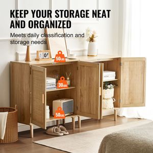 Set of 2 Rattan <b>Storage</b> Cabinets Adjustable <b>Sideboard</b> Buffet with 4 Magnetic Doors and Shelves for Hal <b>Sideboards</b> - Product Image 3