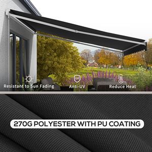 Tenda da Sole Elettrica Retrattile Nera 16 X 10 per Terrazza, Balcone, Giardino con Telecomando e Manovella - Product Image 5