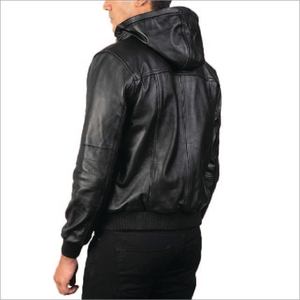Chaqueta Bomber de Cuero Negra Premium con Capucha para Hombre y Mujer, Chaqueta de Invierno de Cuero Vacuno con Cremallera y Múltiples Bolsillos 2026 - Product Image 4