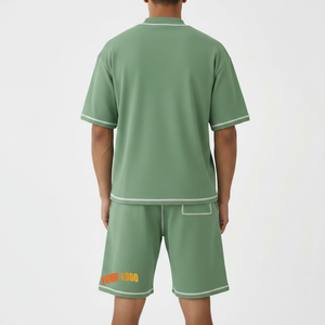 Conjunto de Pantalones Cortos de Dos Piezas con Estampado Digital para Hombre, Verano, Transpirable, Poliéster y Algodón, Cuello Redondo, Camiseta de Manga Corta, Informal, para Viaje - Product Image 4