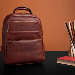 Luxury Waterproof <b>Leather</b> <b>Laptop</b> Bag Anti-Theft Vintage Travel Rucksack Genuine <b>Leather</b> Multi-Pocket LBP-0356 - Product Image 3