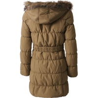 Manteau matelassé réversible imperméable pour femme avec ceinture et garniture en fourrure d'agneau épaisse, vêtement d'extérieur d'hiver