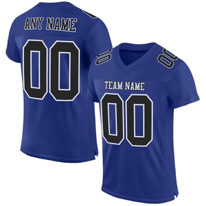 Wholsale Direct OMMIZ INDUSTRY Custom Royal <b>Black</b>-White <b>Mesh</b> Authentic Football Jersey - Product Image 1