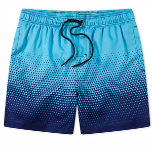 Men's Blue Gradient Geometric Print Quick Dry Board Shorts With Pockets Elastic Waist Casual Style - Product Image 3