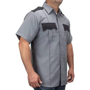 OEM 100% Polyester Two Tone Short Sleeve Men's Workwear Uniform <b>Shirt</b> with Contrast Color Fabrics Pocket Cover & Shoulder Strap - Product Image 2
