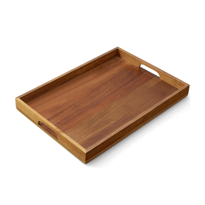 Bandeja de Servir de Madera de Acacia Premium con Asas, Bandeja de Madera para Otomana, para Sala de Estar, Dormitorio, Entrada y Cocina - Product Image 1