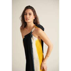 Robe longue asymétrique pour femme, sans manches, color block, élégante, décontractée, pour soirée, pour dames - Product Image 2