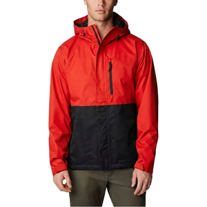 Men's Hooded Color Blocking Waterproof Jacket Casual Autumn Zipper Closure Regular Fit Tan Black - Product Image 2