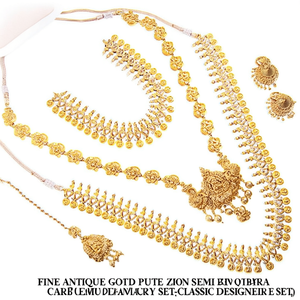 Fine Antique Gold Plated Zircon Semi <b>Bridal</b> <b>Jewelry</b> <b>Set</b>-Classic Designer Earring <b>Set</b> - Product Image 2