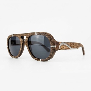 Square Wooden <b>Sunglasses</b> For Men Women Custom Logo <b>Oversized</b> Flat Top Two-Tone Mismatched Lens Eco-Friendly Wood Frame Eyeglass - Product Image 4
