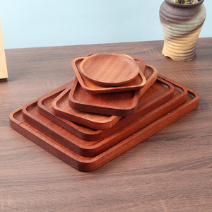 Durable Acacia Wooden Tray Polished Metal Handles Eco-Friendly Dishwasher Safe Antique Imitation Design Art Tableware - Product Image 3