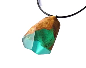 Fantastic Men and Women Couple Necklaces Epoxy Resin <b>Wood</b> Pendant Ornaments Geometric Shape Necklaces Handmade Ethnic Jewelry - Product Image 1