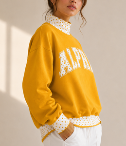 Sudadera Personalizada para Mujer con Cuello Alto, Bordado Chenille de la Hermandad Griega TBSIGMA, Felpa de Algodón, Corte Holgado - Product Image 5