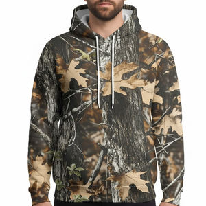 Sweat à capuche de chasse pour homme en coton respirant avec logo imprimé personnalisé, camouflage lourd, pull à capuche de chasse pour homme - Product Image 1