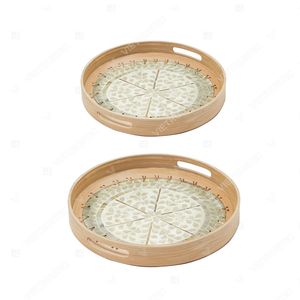Trendy Decorative Rattan Tray On <b>Coffee</b> <b>Table</b> Capiz Shell Tray Kitchen <b>Display</b> Cutlery Set and Holder - Product Image 3