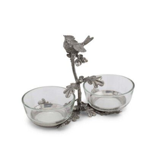 Hot Selling Clear Glass And Metal Gold Plated Unique Birds And Flowers Designer Top <b>Lid</b> And Base Food Serving Bowls Supplies - Product Image 5