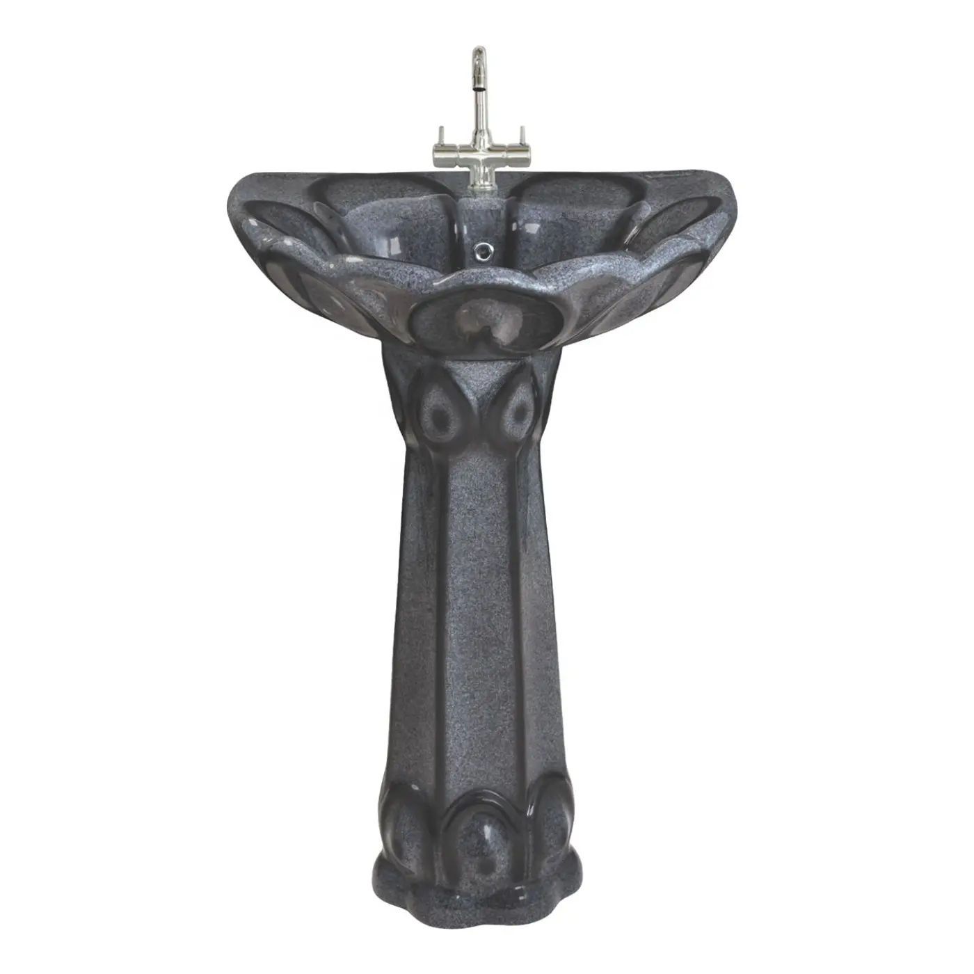 Productos Sanitarios de cerámica de la India, Lavabo negro rústico con forma redonda, lavabos con Pedestal, precio barato