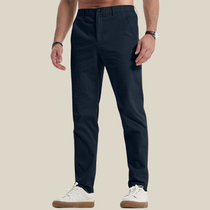 Pantalones Chino de Cintura Alta para Hombre, de Algodón y Elastano, Corte Regular, Color Caqui, Cierre de Cremallera, Casuales, Transpirables, Antiarrugas, Tallas Grandes - Product Image 1