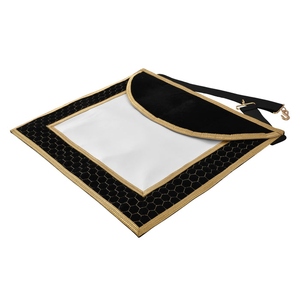 Scottish Rite Apron Black Velvet with Gold <b>Machine</b> Embroidery Masonic Regalia Freemason Lodge Custom Premium Ceremonial - Product Image 2