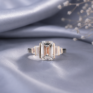 Contemporary Baguette and <b>Emerald</b> Cut Lab Grown Diamond <b>Ring</b> S925 Sterling <b>Silver</b> Yellow Gold 5 Piece EF+ VS+ Women manufacturer - Product Image 1