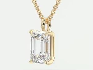 High Quality Hip Hop Diamond Pendant <b>Necklace</b> Emerald Prong Set with <b>Letter</b> Gold Plated Jewelry Gifts for Men's Parties - Product Image 5