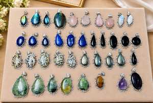 จี้รูปหยดน้ำประดับด้วยหินกึ่งมีค่าขัดเงาสำหรับทำเครื่องประดับ - Product Image 5