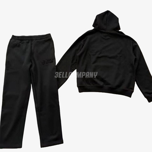 Conjunto de Sudadera con Capucha Negra Extra Grande y Pantalones Deportivos para Hombre, Ropa Deportiva Informal - Product Image 3
