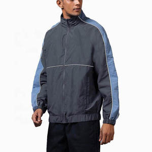 Wholesale Men's Windproof Lightweight Color Blocking <b>Racer</b> <b>Jacket</b> Hooded Zipper Closure Sporty Style Winter Wear Canvas Material - Product Image 1