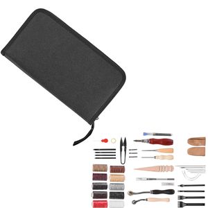 Kit di Utensili per Lavorazione Pelle 38 Pezzi, Strumenti per Artigianato in Pelle con Borsa Portatile in Tela per Incisione, Punzonatura, Cucitura, Stampa e Taglio - Product Image 1