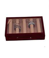 Boîte de rangement pour bijoux en bois poli, finition haut de gamme, à cinq tiges, transparente, en velours, style antique moderne, à poser sur étagère