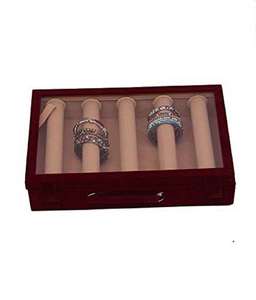 Wooden Five Rod Transparent Velvet Bangle <b>Storage</b> <b>Box</b> Organizer for Jewelry Display <b>Storage</b> - Product Image 2