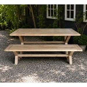 Juego de Comedor de Madera de Teca Sostenible de Primera Calidad para Exteriores, Muebles de Jardín Impermeables con Banco con Base en X para Muebles de Jardín - Product Image 4